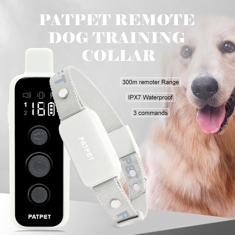 PATPET Dog Training Bark Collar with Remote - 300M Range - Sound, Vibration & Shock - 650 Model